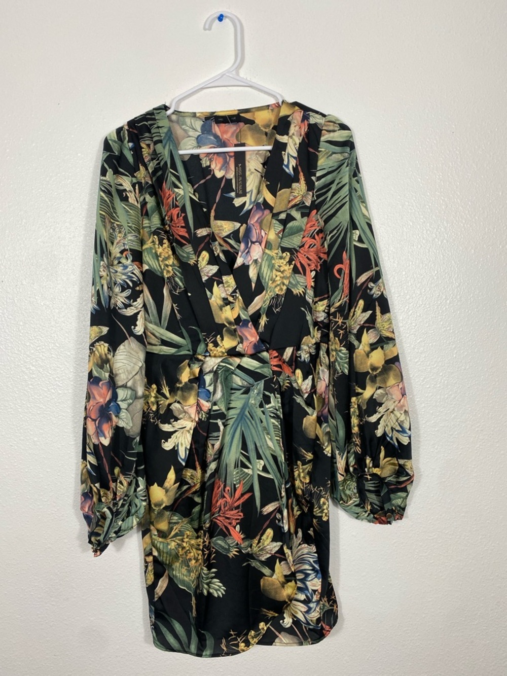 Miss Avenue Black Floral Long Sleeve Midi Shirt Dress Size M - Picture 2 of 16